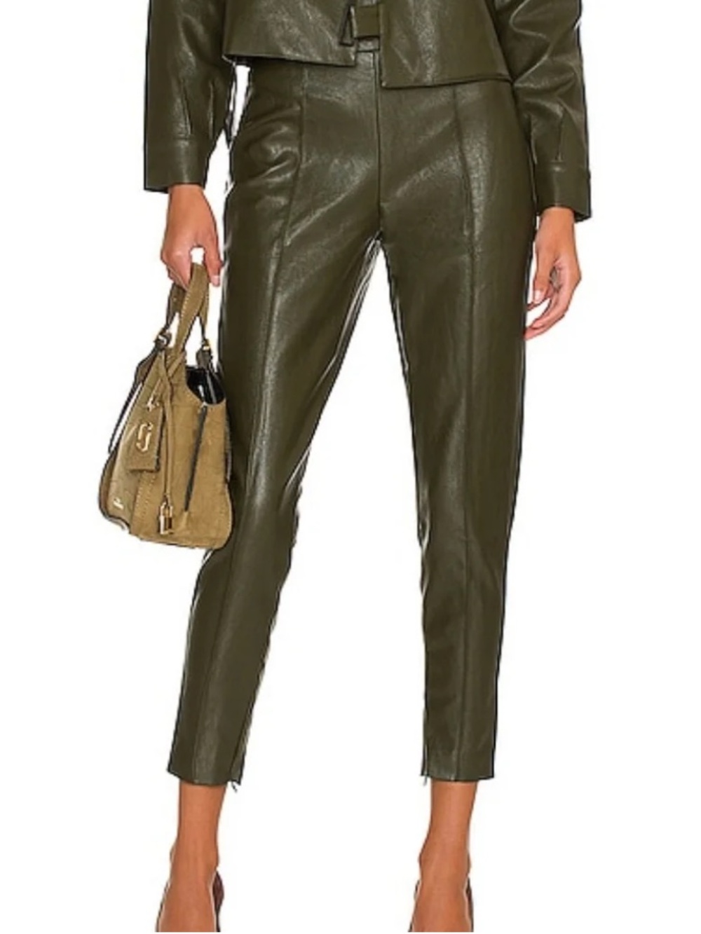 Line and Dot Olive Green Kiera Vegan Leather Pants NWT Revolve